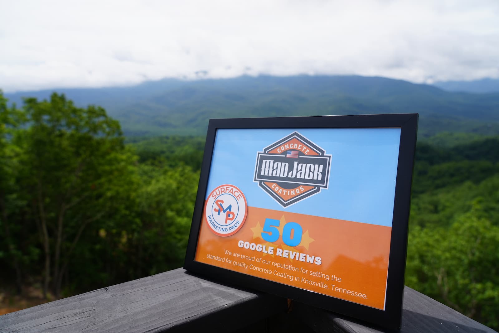 google reviews sign - MadJack Concrete Coatings Gets 50+ Google Reviews: A Visit to the Great Smoky Mountains